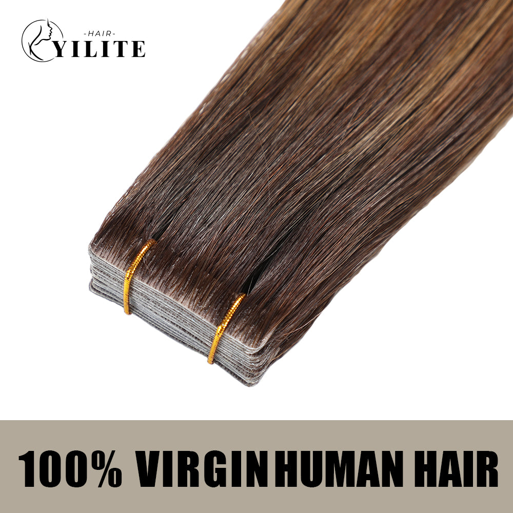 Realmhair seamless invisible tape in hair extensions 20Pcs Virgin Human Hair (P2/6/T2)