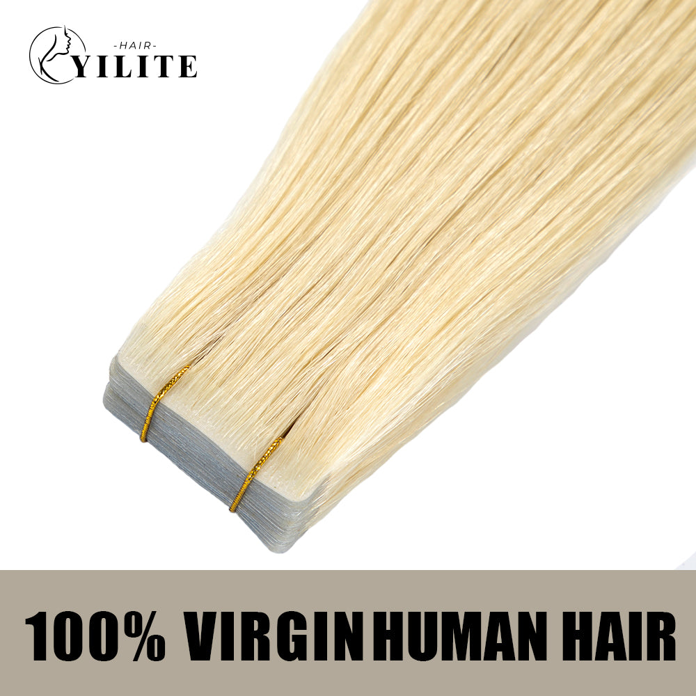 Realmhair seamless invisible tape in hair extensions 20Pcs virgin human hair (#613)