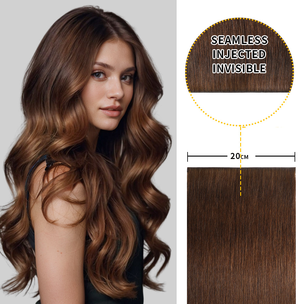 Model showcasing Realmhair 20*0.8cm long invisible tape in hair extension (#4)