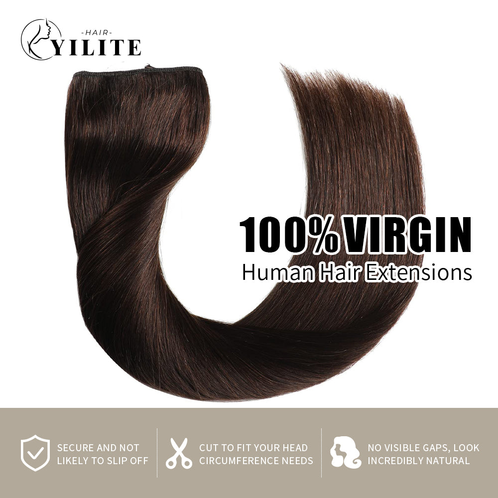 100% virgin human hair wire extensions (#2?Darkest?Brown)