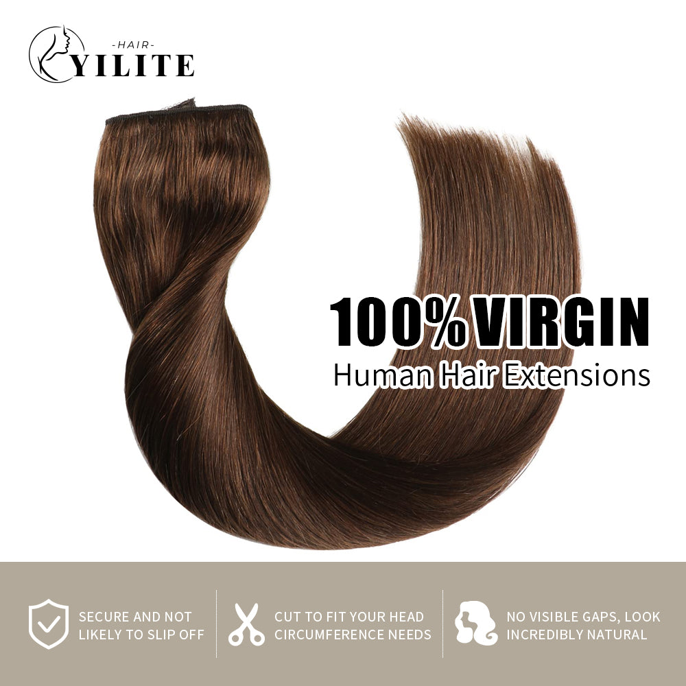 100% virgin human hair wire extensions (#4 Medium Brown)