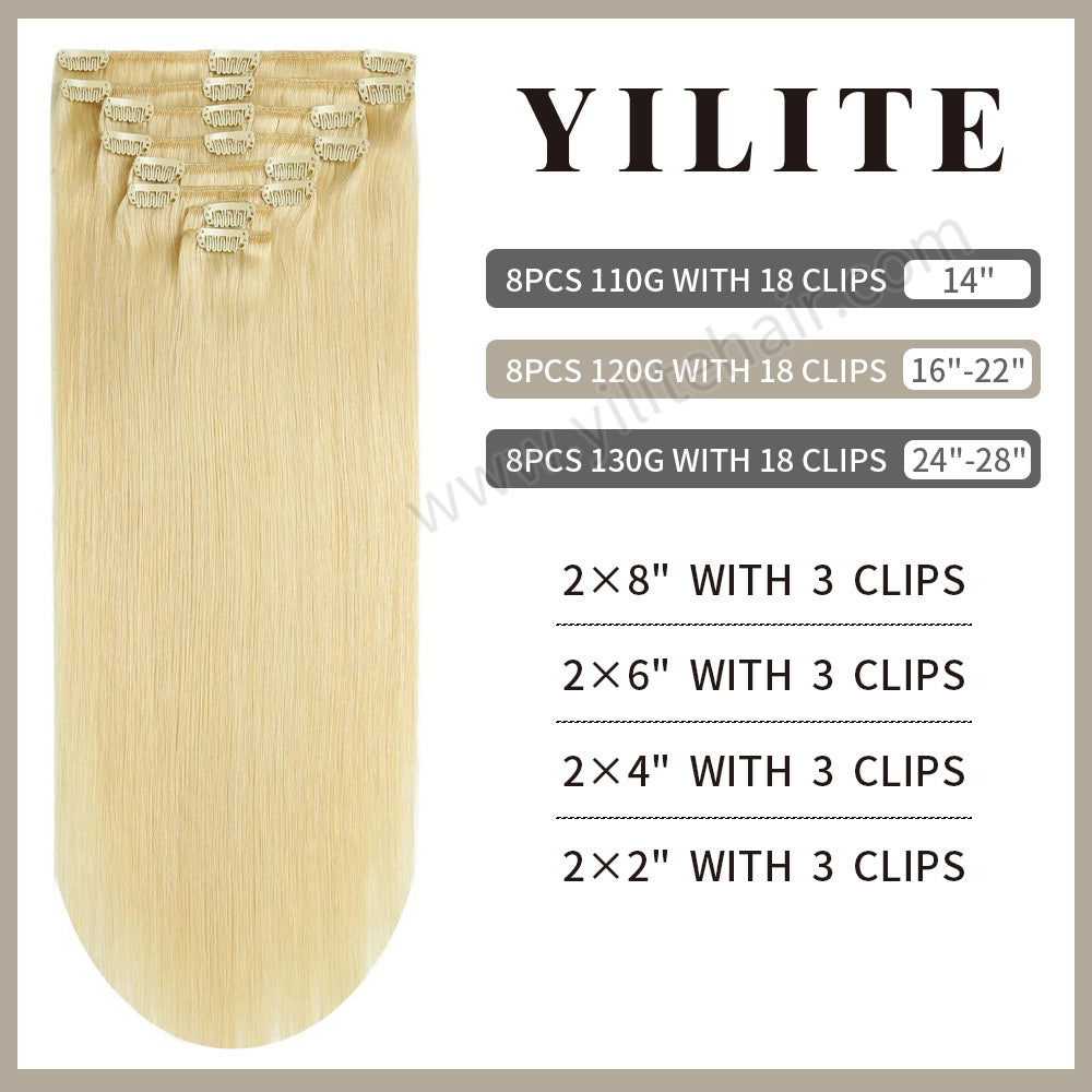 Realmhair Clip In Hair Extensions Human Hair Invisible Natural Remy Human Hair (#613 Bleach Blonde)
