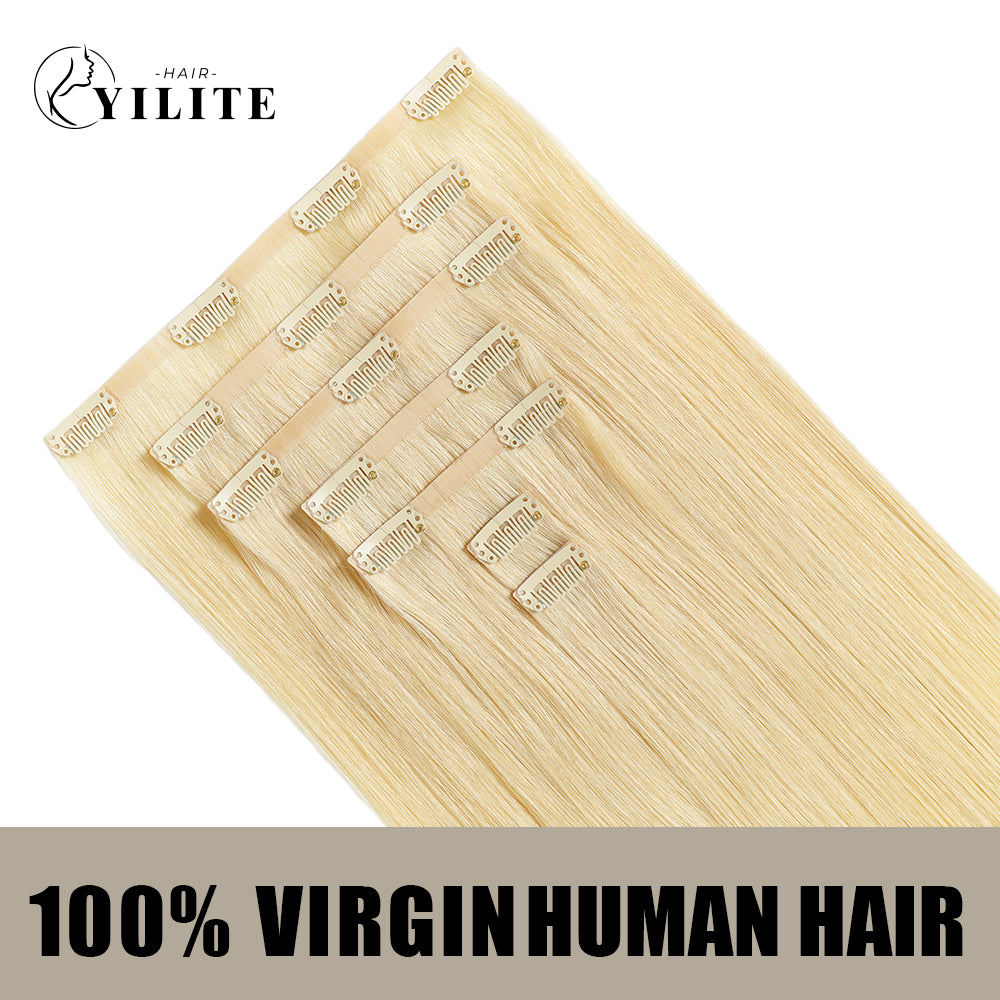 Realmhair Seamless Injected Hand-Tied Invisible Clip-ins 7Pcs 16 Clips Virgin Human Hair (#613)