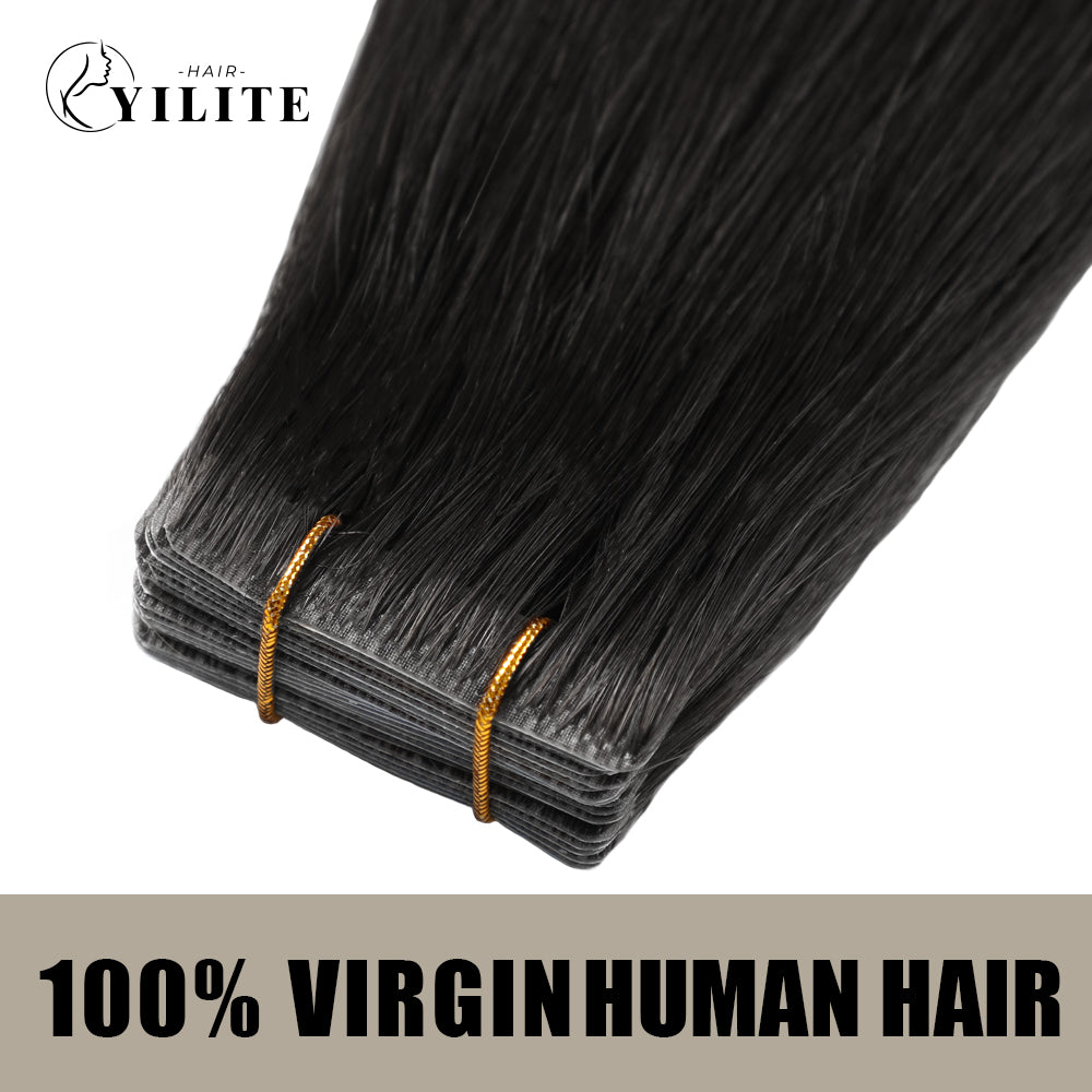 Realmhair seamless invisible tape in hair extensions 20Pcs Virgin Human Hair (#1 )