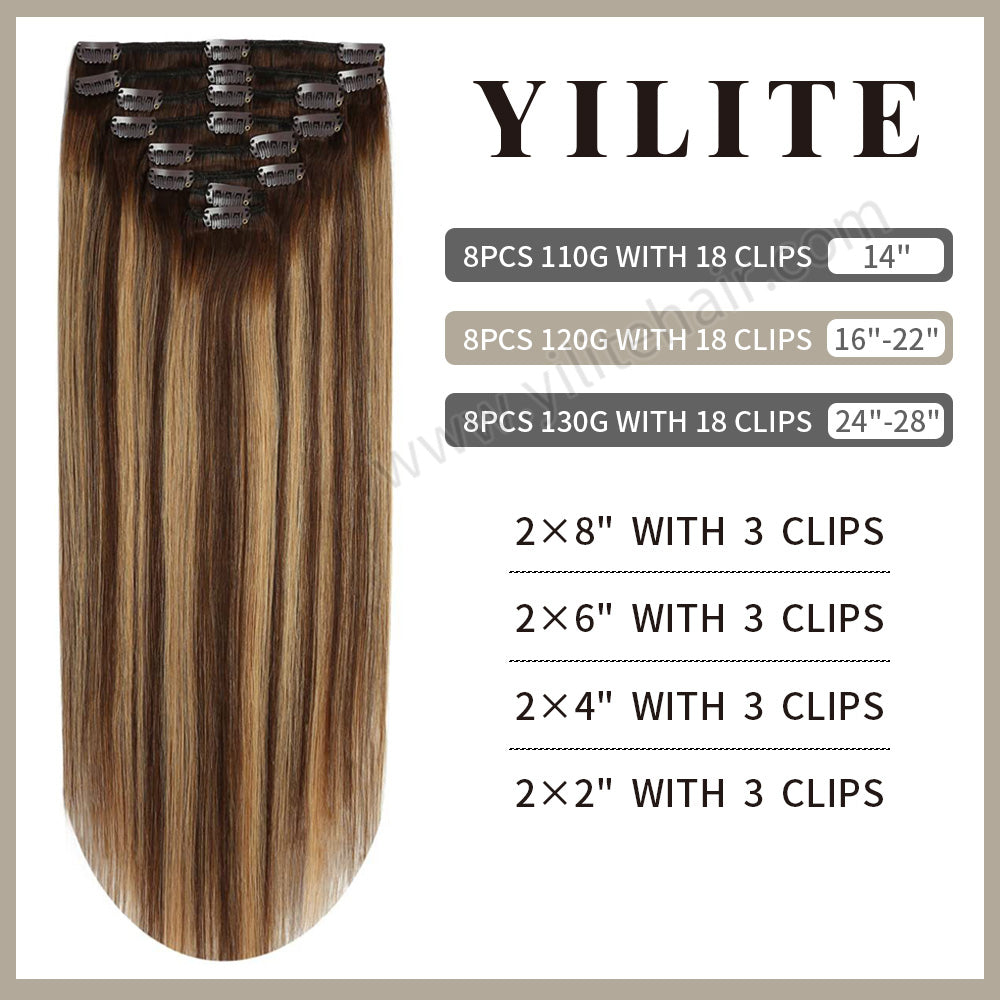 Realmhair Clip In Hair Extensions Human Hair Invisible Natural Remy Human Hair (#T4/27/P4)