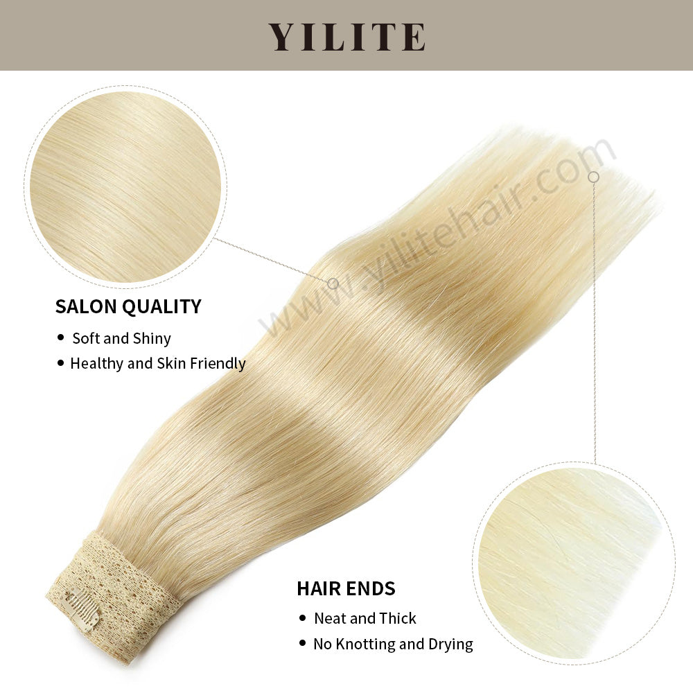 Realmhair wire extensions with salon quality and thick hair ends (#60 Platinum Blonde)