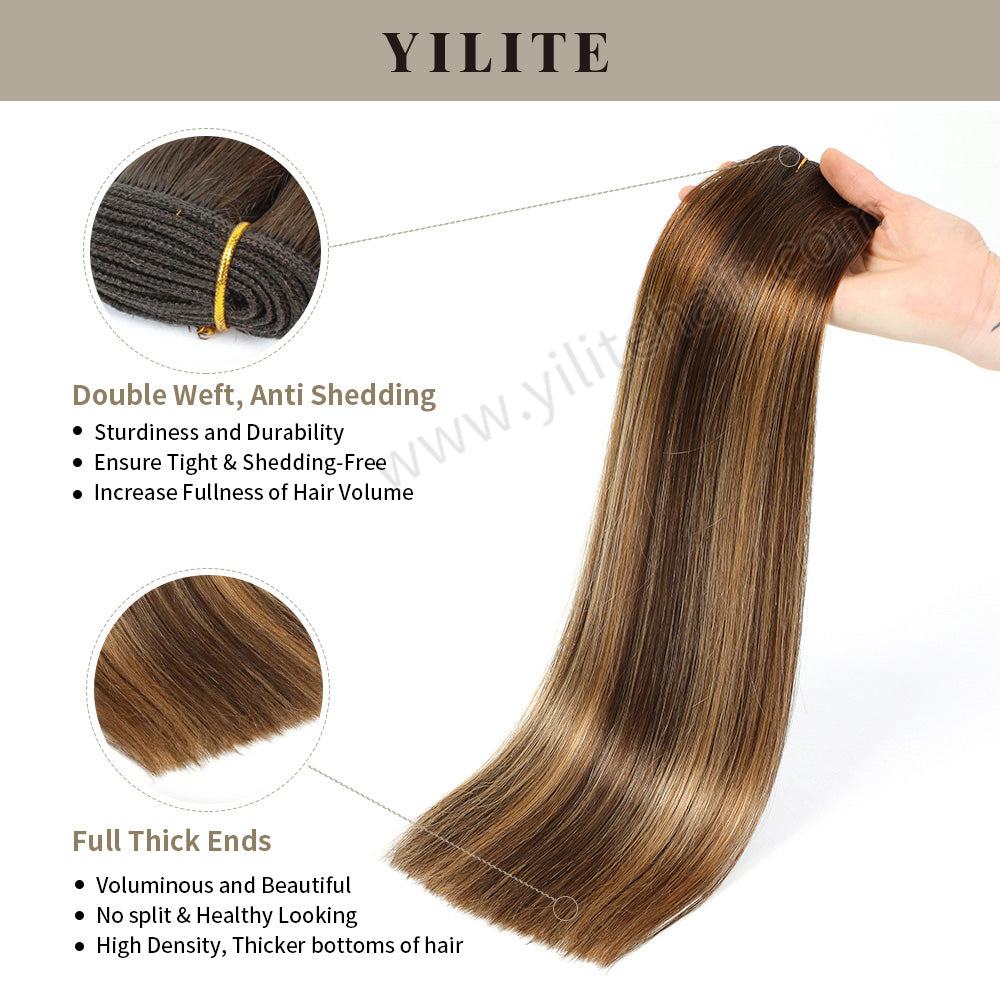 Realmhair double-weft hair extensions - anti-shedding, high-density with thick ends (#P4/27/T4)
