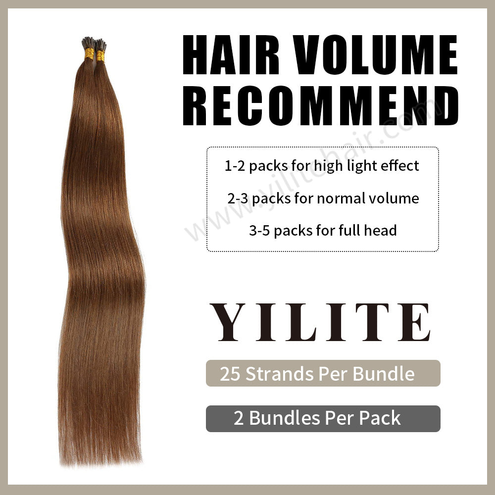 Realmhair I Tip hair extensions with hair volume recommendation (#6 Chestnut Brown)