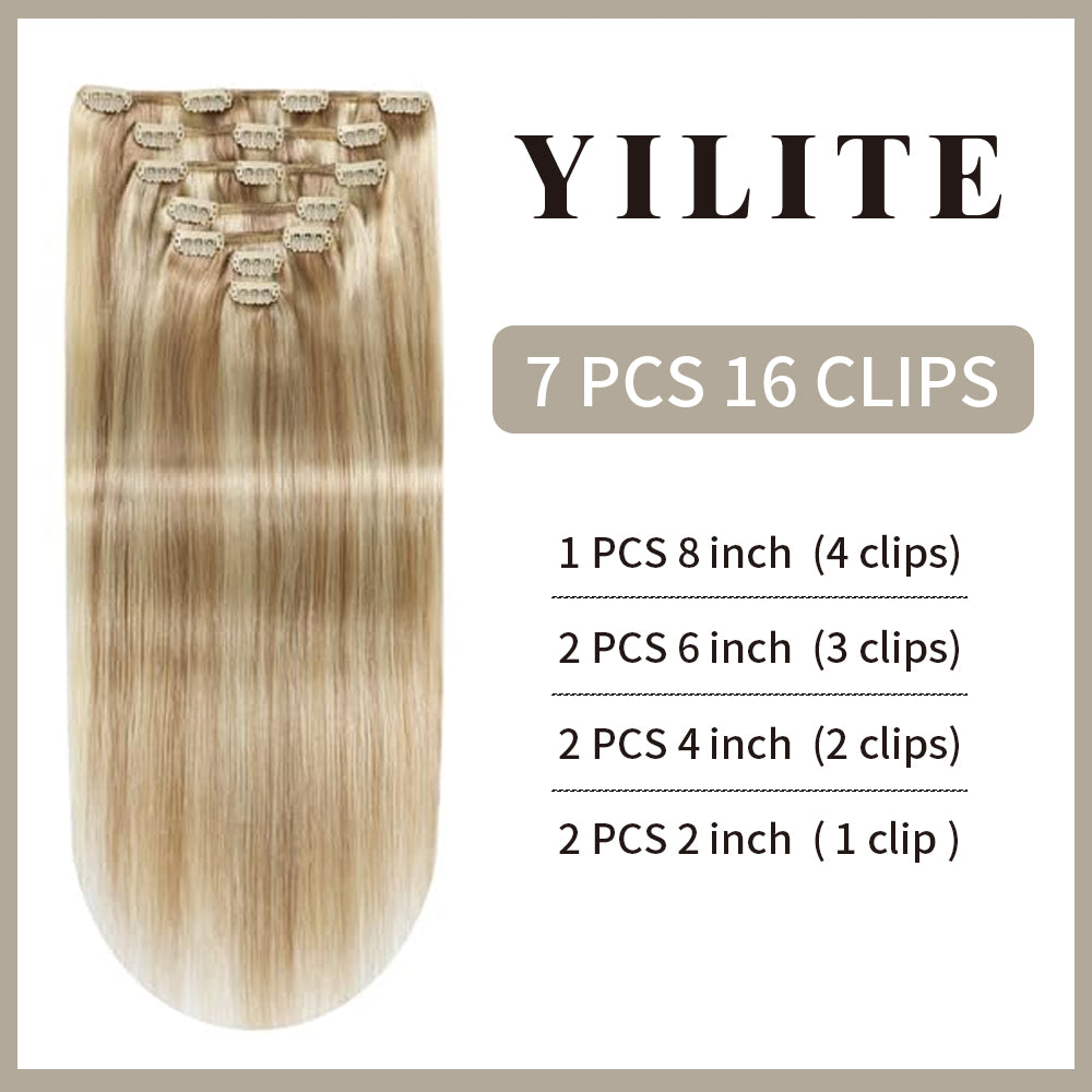 Realmhair Clip In Hair Extensions 7Pcs 16 Clips Invisible Natural Remy Human Hair (#P18/613)