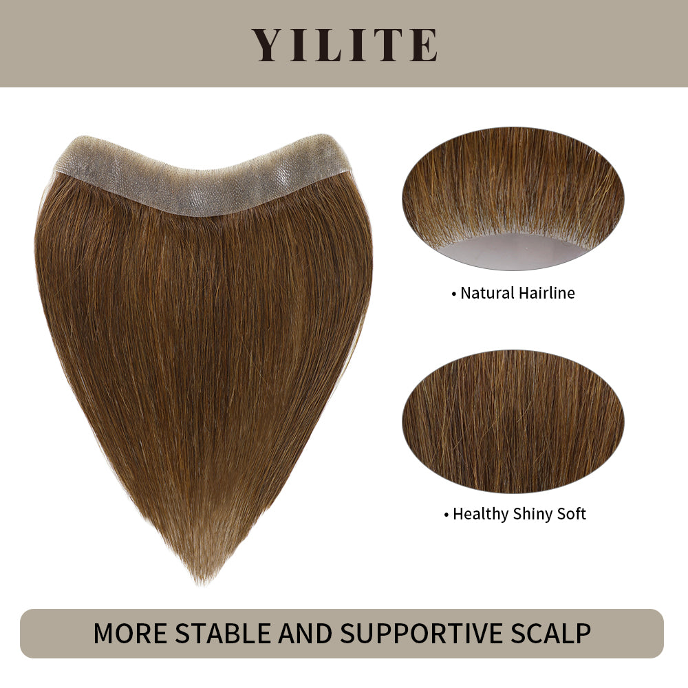 Realmhair seamless hair patch 2.5x16cm with natural hairline and healthy, shiny, soft hair (#4)