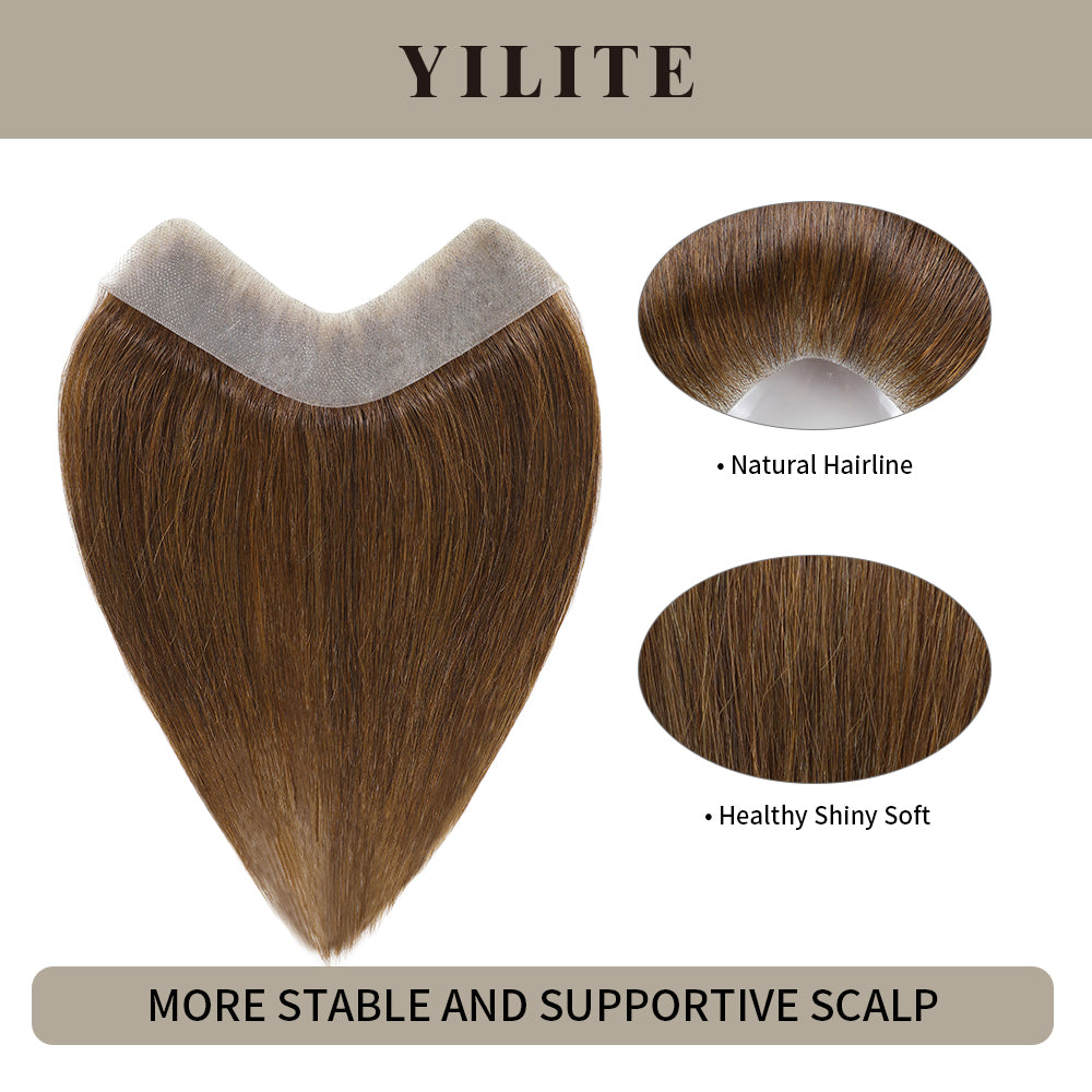 Realmhair seamless hair patch 7x15cm with natural hairline and healthy, shiny, soft hair (#4)