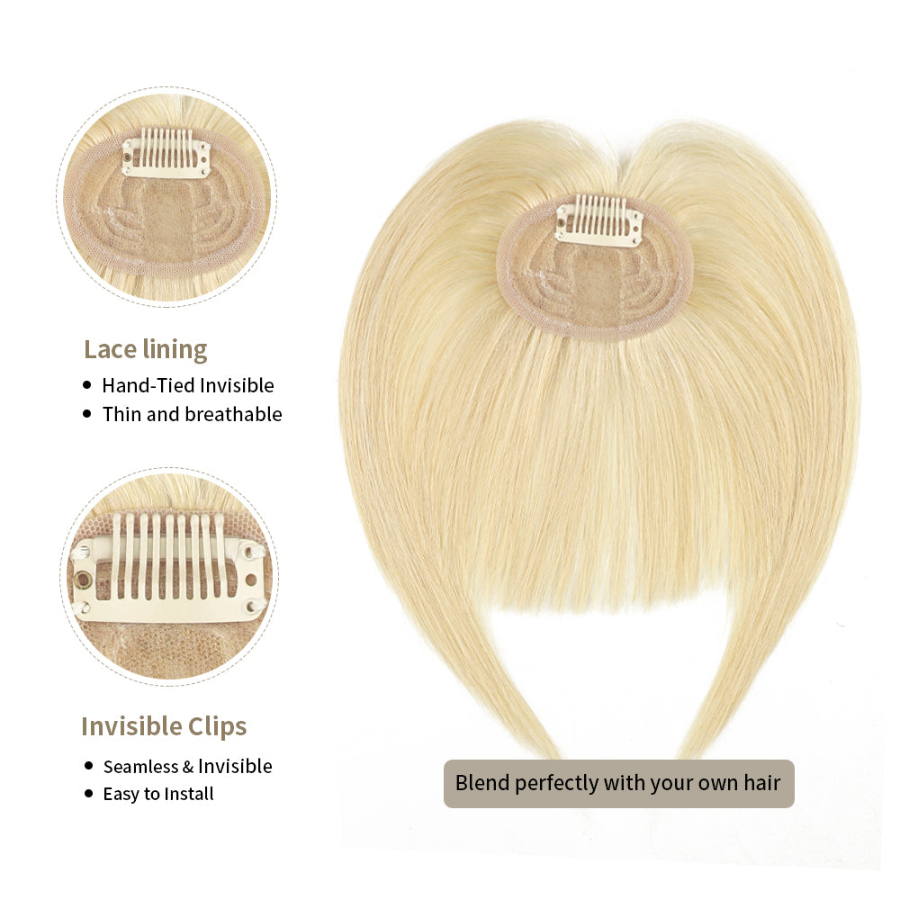 Realmhair Hand-Tied Invisible Clip In Bangs Real Remy Human Hair Wispy Bangs French Bangs (#613)
