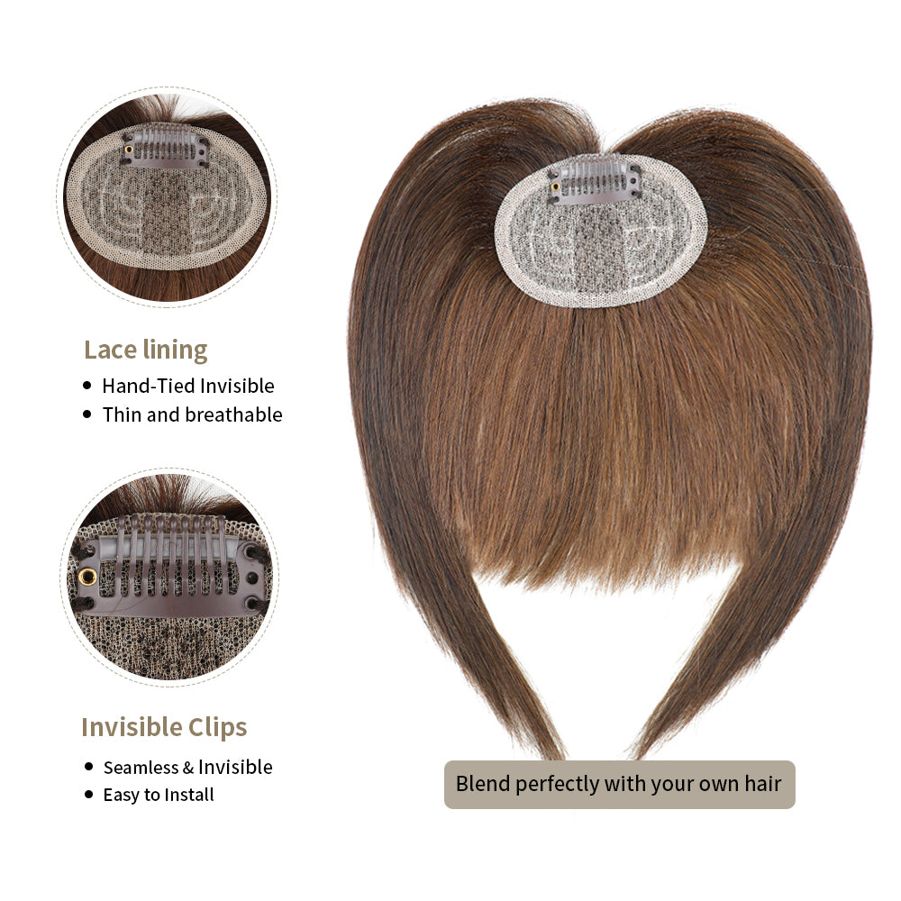 Realmhair Hand-Tied Invisible Clip In Bangs Real Remy Human Hair Wispy Bangs French Bangs (#4)