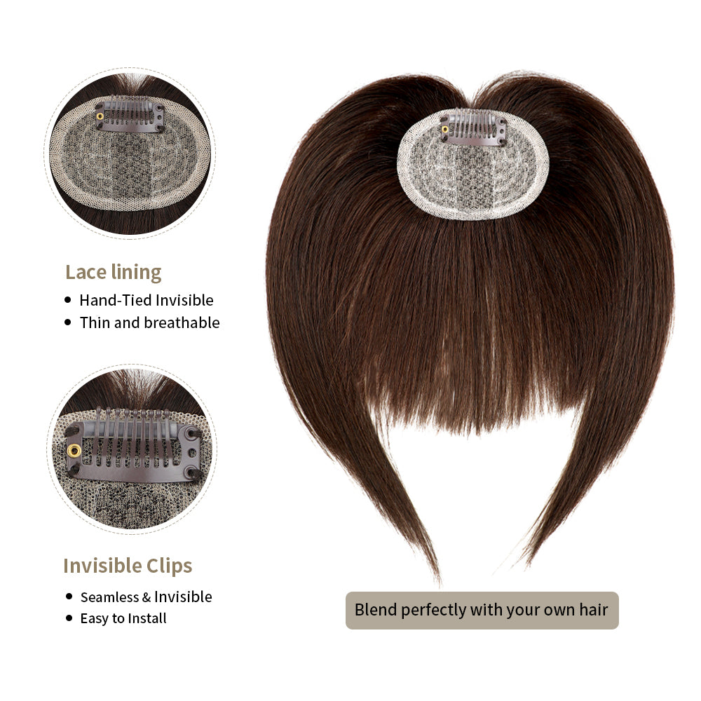 Realmhair Hand-Tied Invisible Clip In Bangs Real Remy Human Hair Wispy Bangs French Bangs (#2)