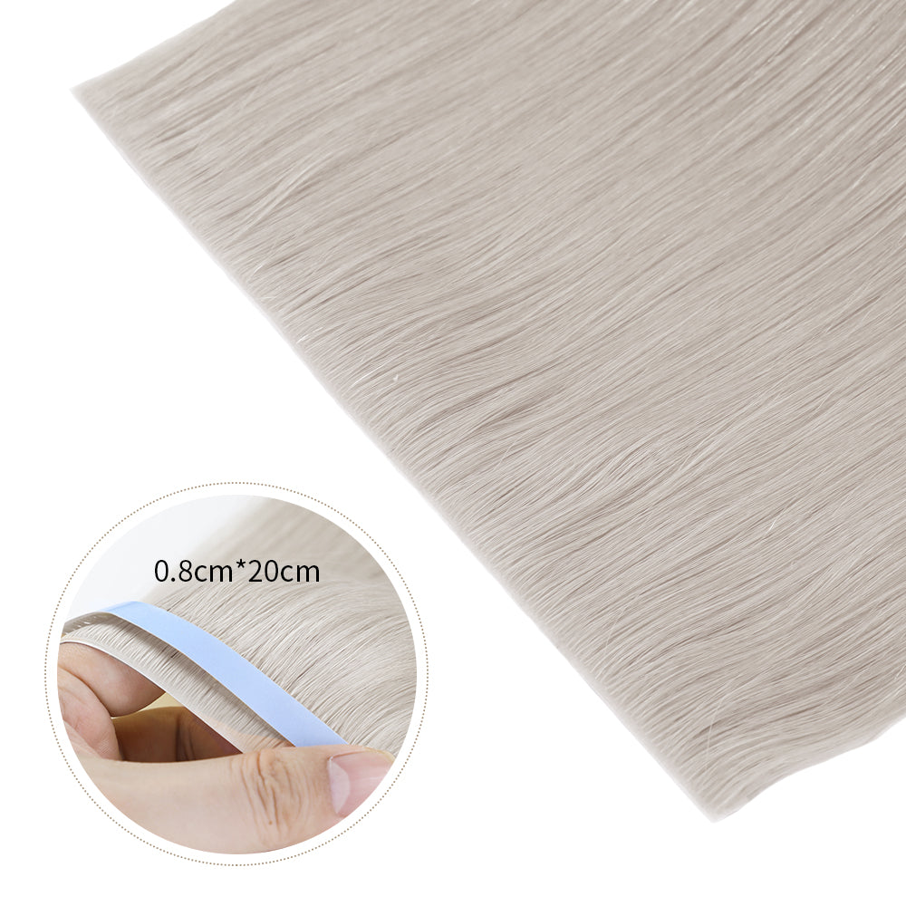 Close-up of Realmhair 20¡Á0.8cm invisible tape-in hair extensions in silver