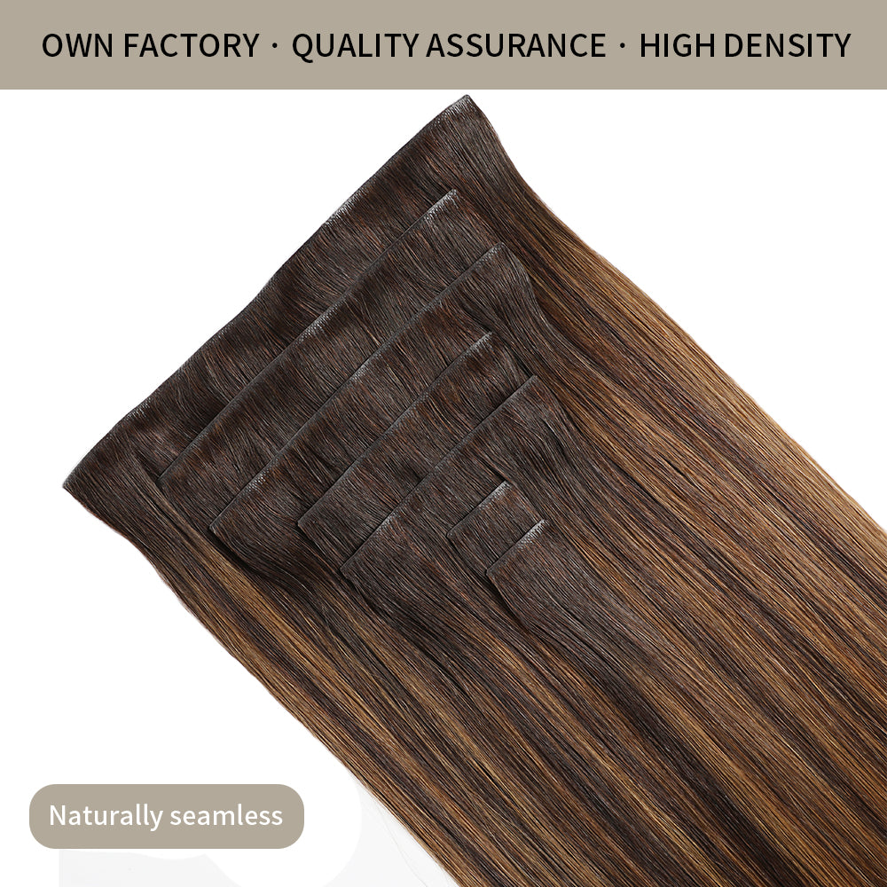 Realmhair Seamless Injected Hand-Tied Invisible Clip-ins 7Pcs 16 Clips Virgin Human Hair (#P2/6/T2 )