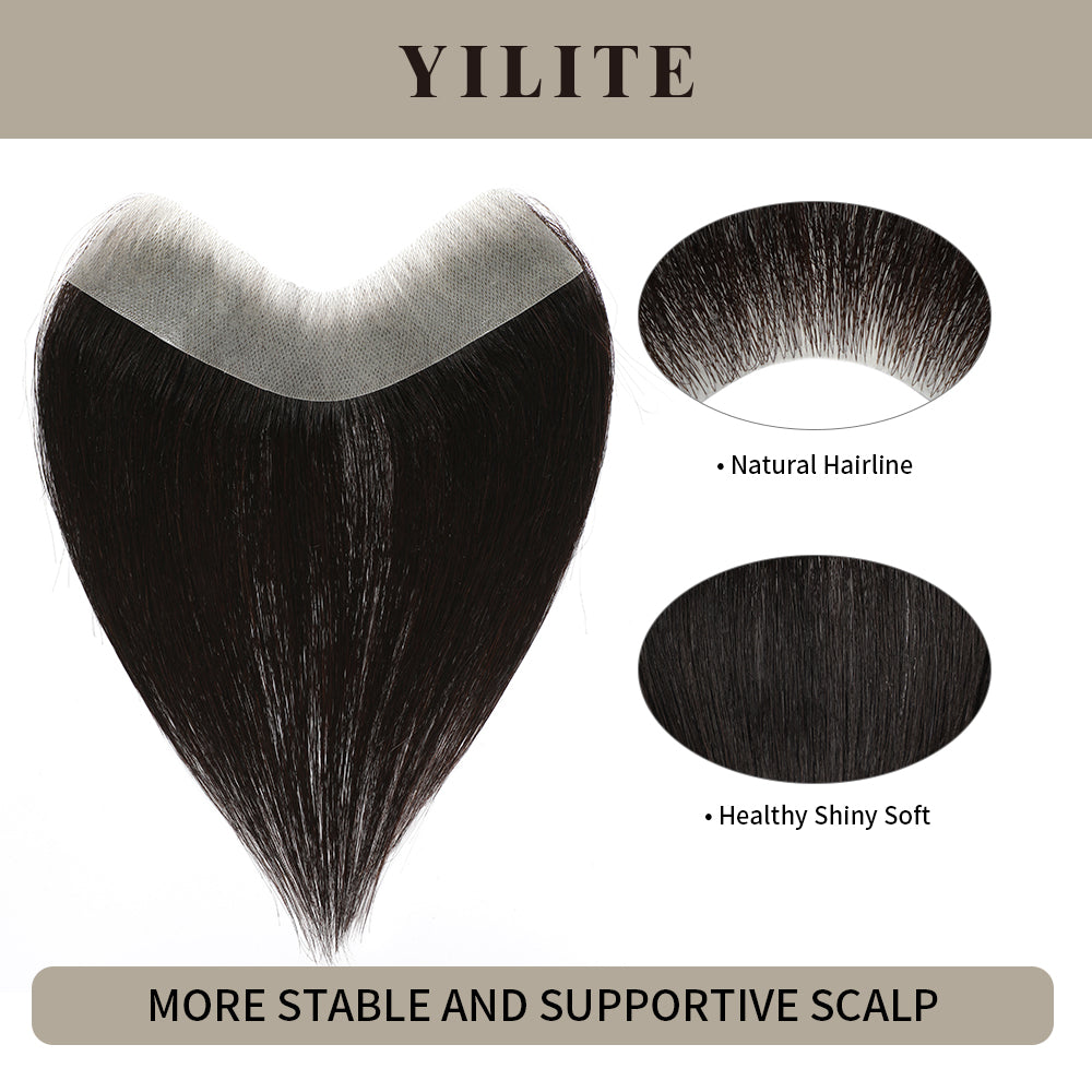 Realmhair seamless hair patch 3x16cm with natural hairline and healthy, shiny, soft hair (#1B)