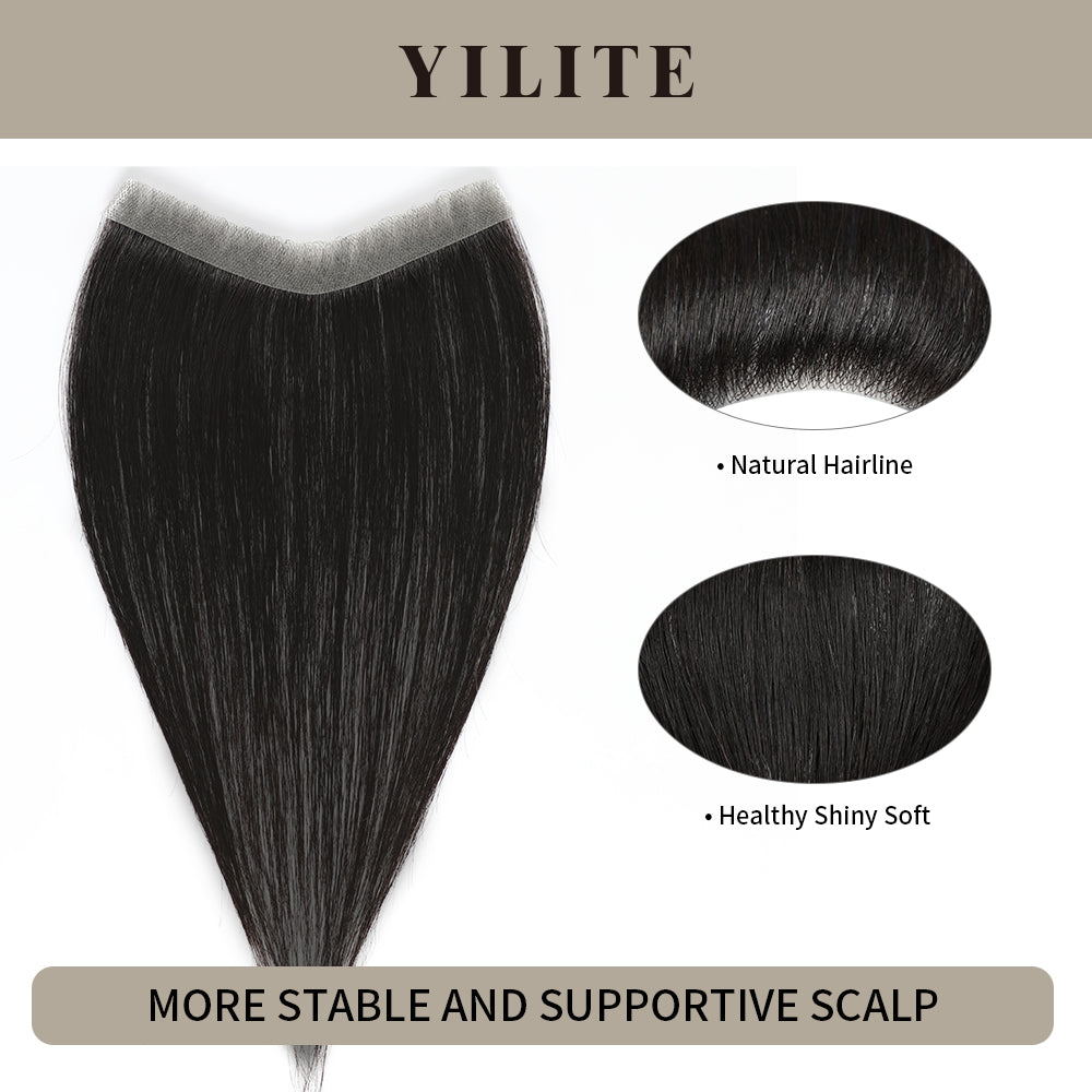 Realmhair seamless hair patch 1.5x15cm with natural hairline and healthy, shiny, soft hair£¨#1B£©