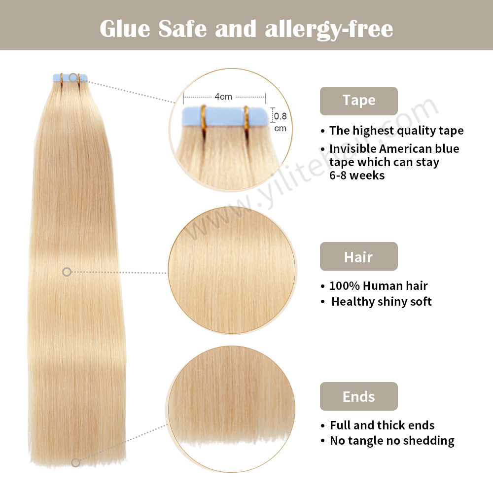 Realmhair Tape In Hair Extensions Tape Ins Invisible Natural Remy Human Hair (#16)-Realmhairhair