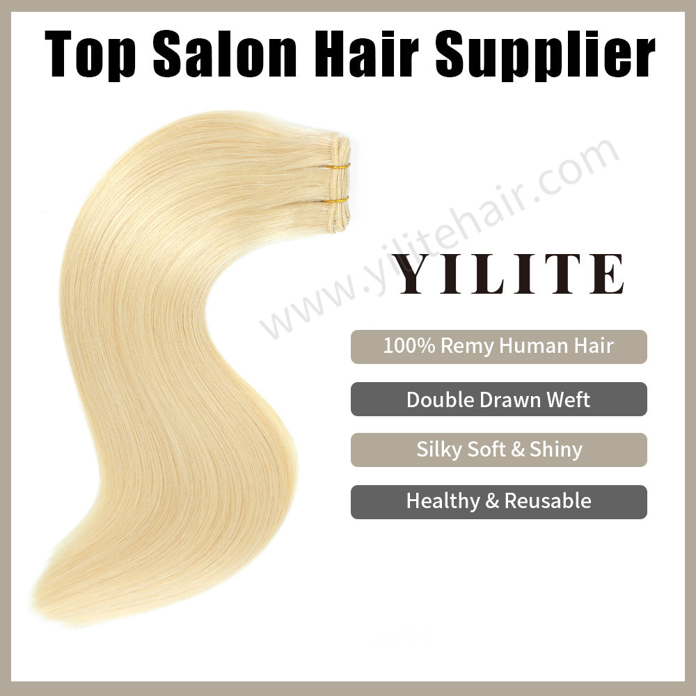 Realmhair 100% virgin human hair weft - silky, shiny & reusable double drawn hair extensions (#60)