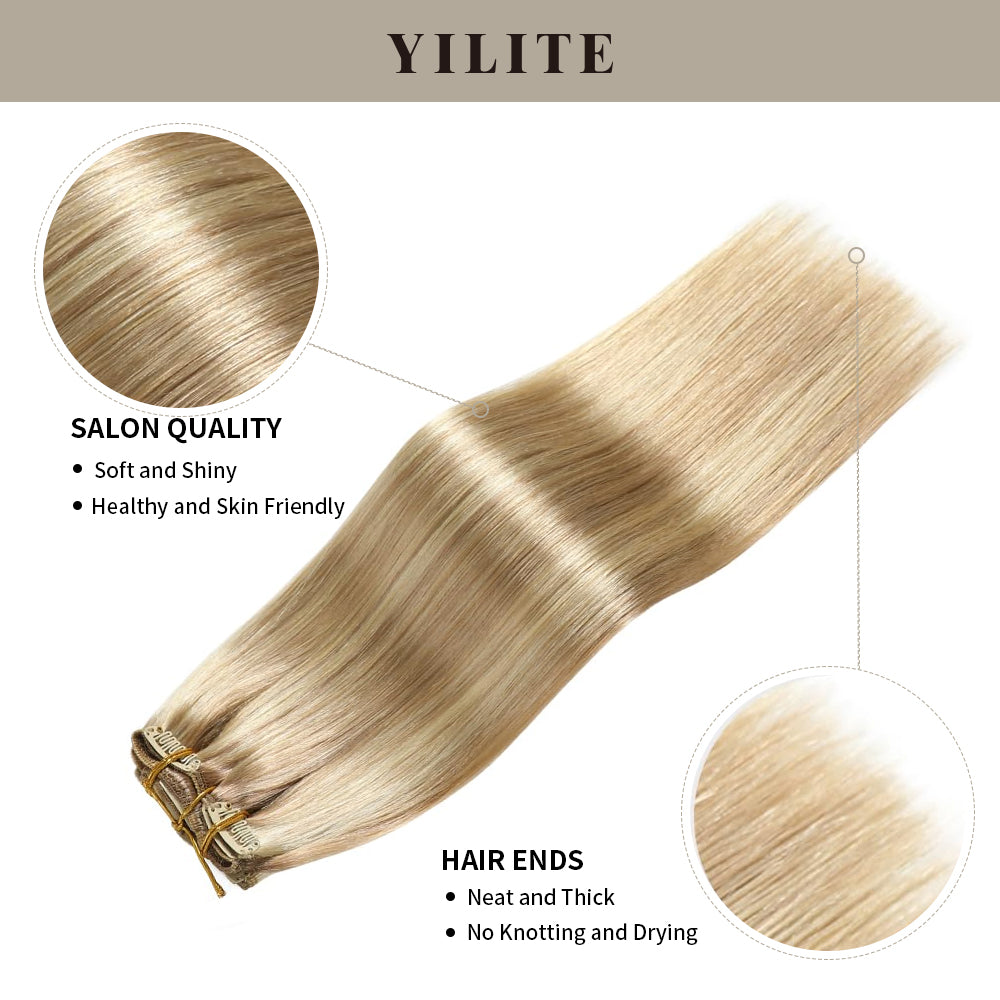 Realmhair Clip In Hair Extensions Human Hair Invisible Natural Remy Human Hair (#P18/613)