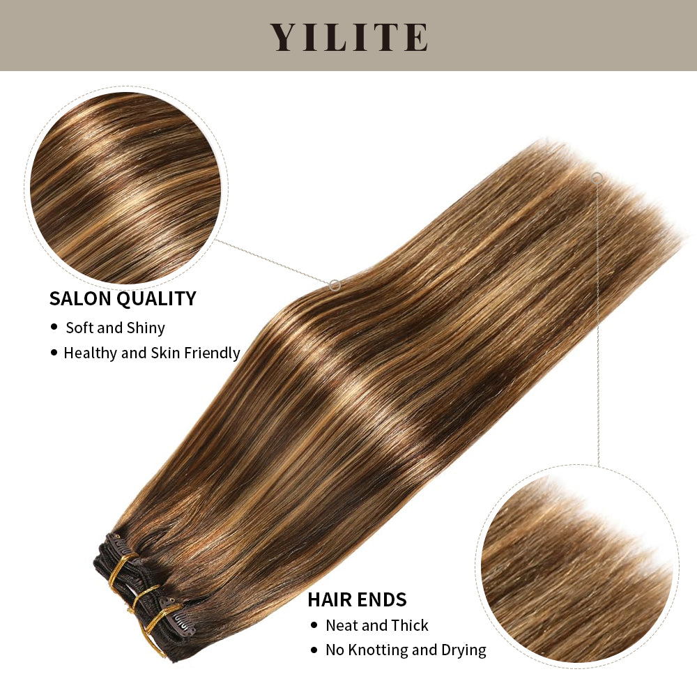 Realmhair #P4/27/T4 clip in hair extensions 7Pcs 16 clips with salon quality and full ends