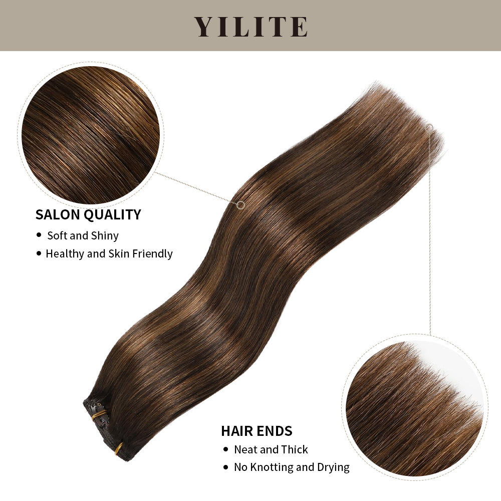 Realmhair Clip In Hair Extensions 8 Pcs 18 Clips Invisible Natural Remy Human Hair (#P2/6/T2)