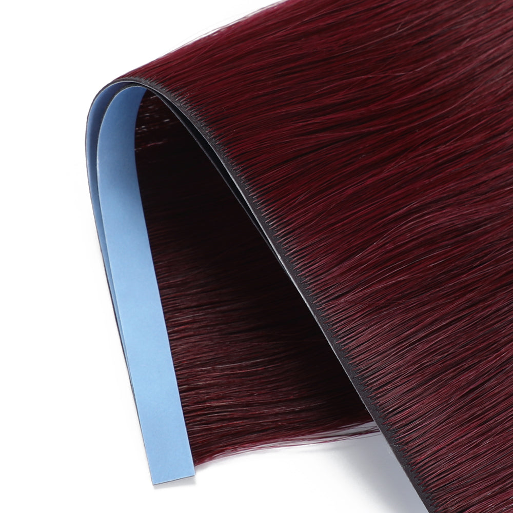 Zoomed view of Realmhair 20¡Á0.8cm seamless tape-in hair extension in #99J Burgundy