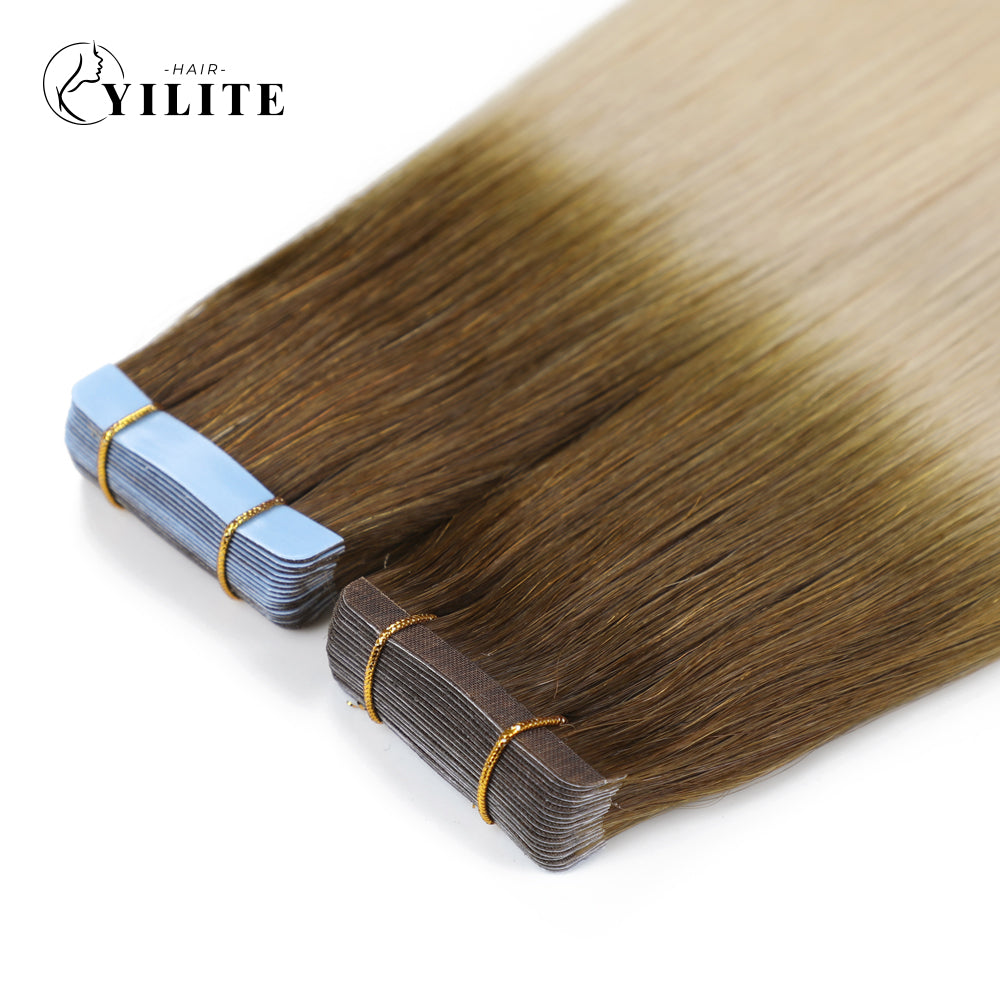 Realmhair Narrow Seamless Invisible Mini Tape In Hair Extension Virgin Human Hair 20Pcs (#T8/60)