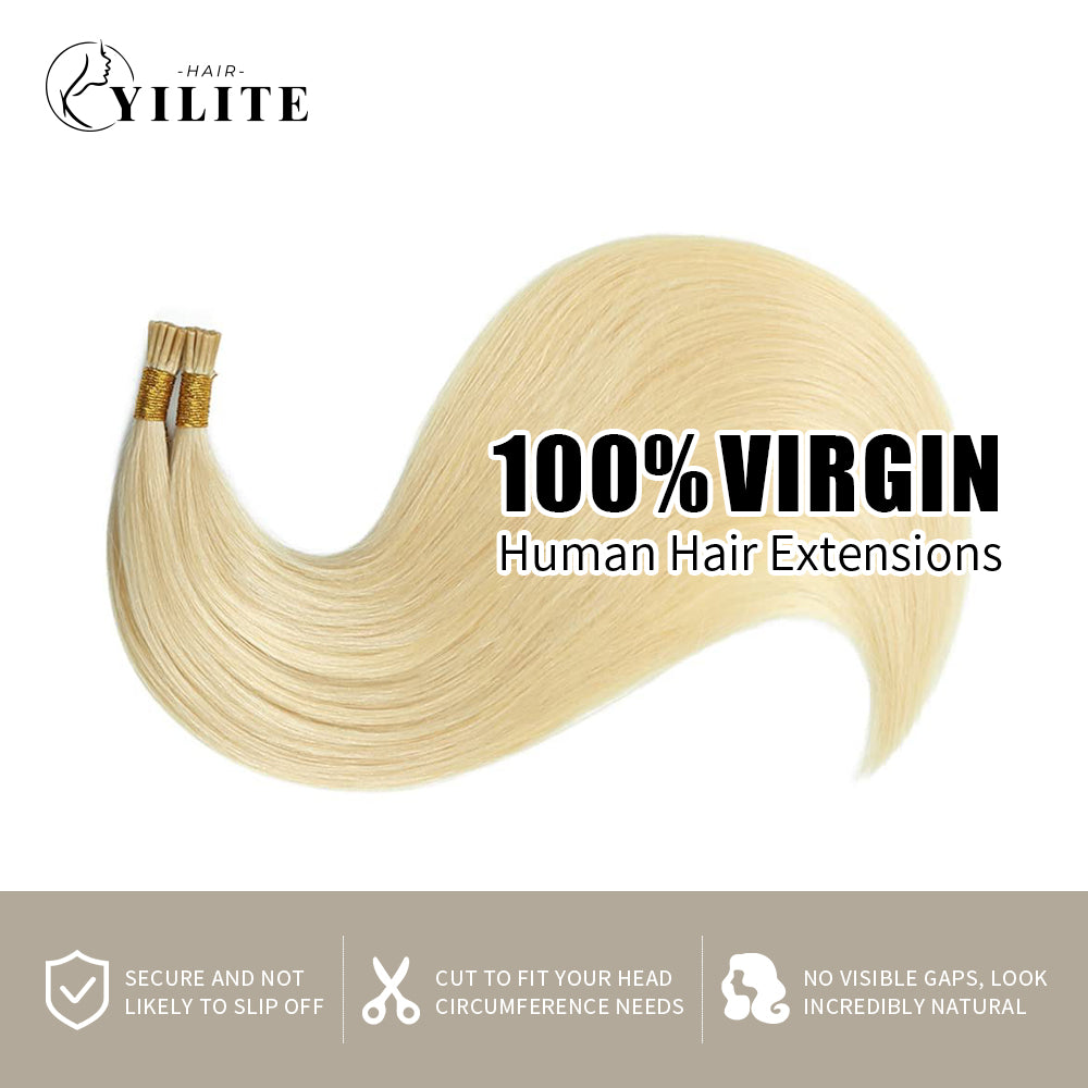 100% virgin human hair I Tip extensions (#613 Bleach Blonde)