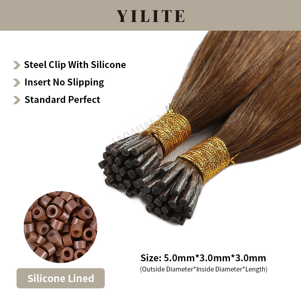 Realmhair I Tip hair extensions shown with silicone-lined beads for illustration (5.0¡Á3.0¡Á3.0mm)(#6)