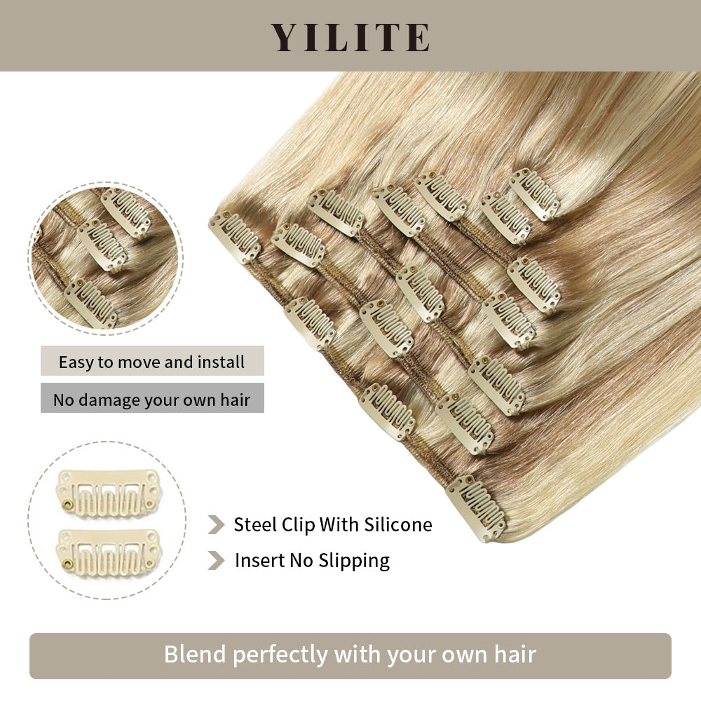 Realmhair Clip In Hair Extensions Human Hair Invisible Natural Remy Human Hair (#P18/613)