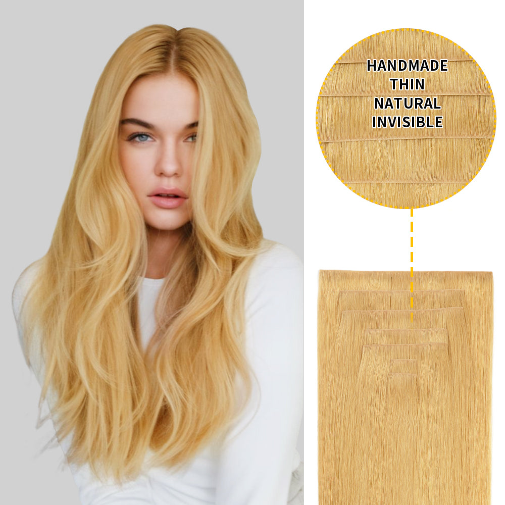 Realmhair Seamless Injected Hand-Tied Invisible Clip-ins 7Pcs 16 Clips Virgin Human Hair (#27)