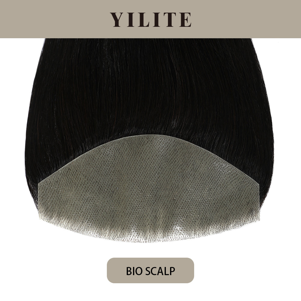Realmhair Bio Scalp invisible seamless hair patch with skin-like base (#1 Jet Black)