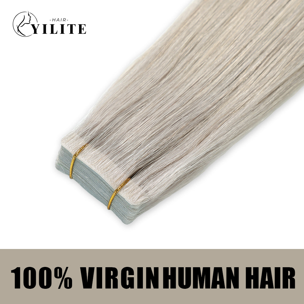 Realmhair seamless invisible tape in hair extensions 20Pcs Virgin Human Hair (#Silver)