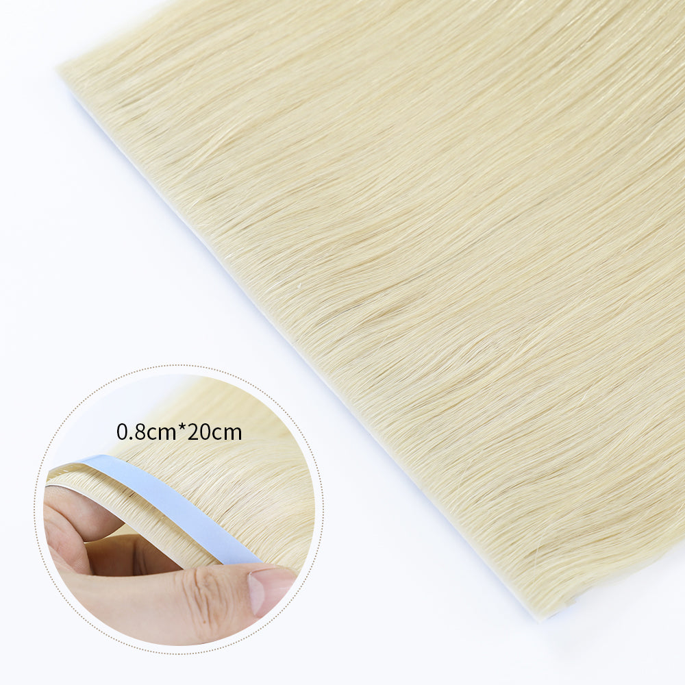 Close-up of Realmhair 20¡Á0.8cm invisible tape-in hair extensions in color #60