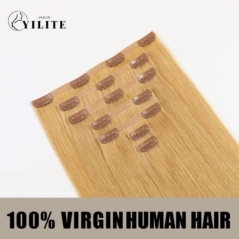 Realmhair Seamless Injected Hand-Tied Invisible Clip-ins 7Pcs 16 Clips Virgin Human Hair (#27)