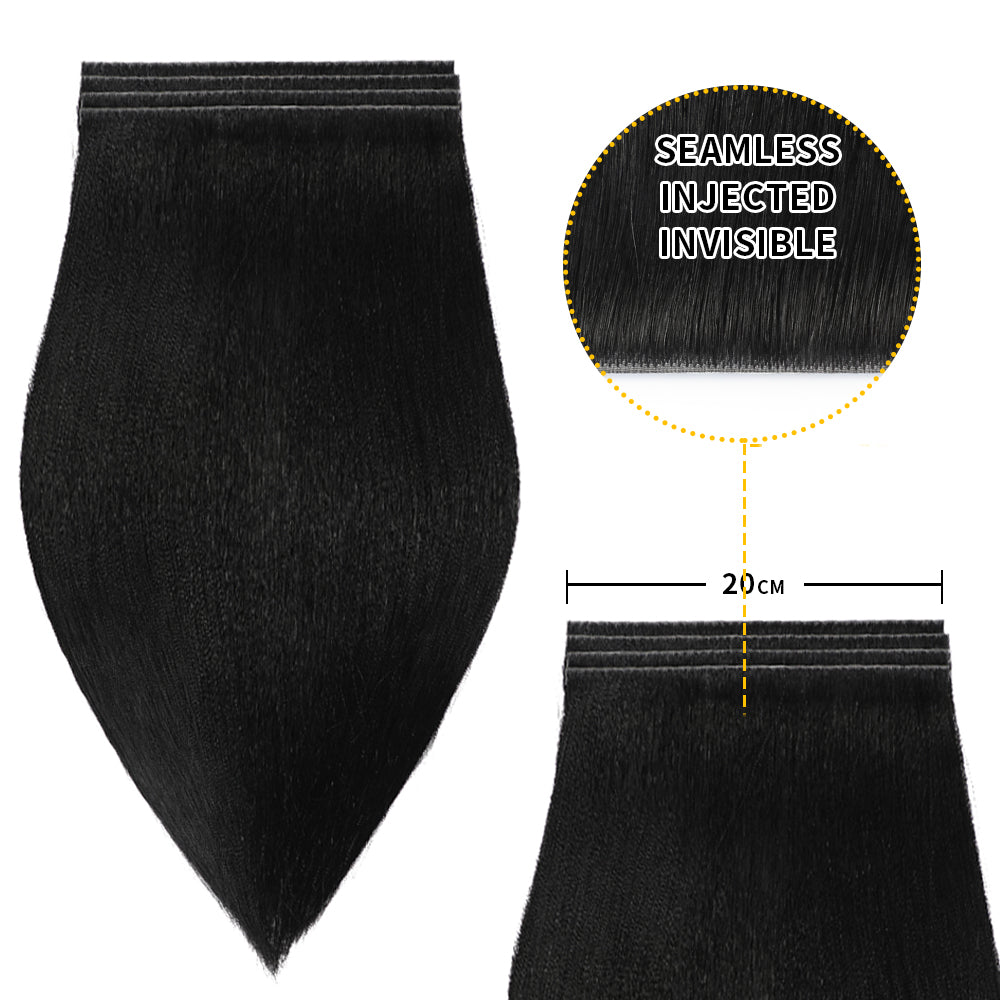 Realmhair 20*0.8cm long invisible tape in hair extensions 4Pcs virgin human hair (#1 Jet Black)