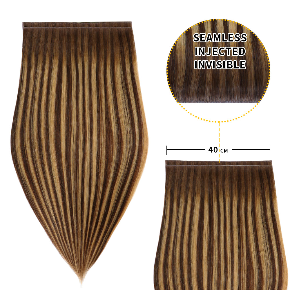 Realmhair 40*0.8cm long invisible tape in hair extensions 2Pcs virgin human hair (#P4/27/T4)