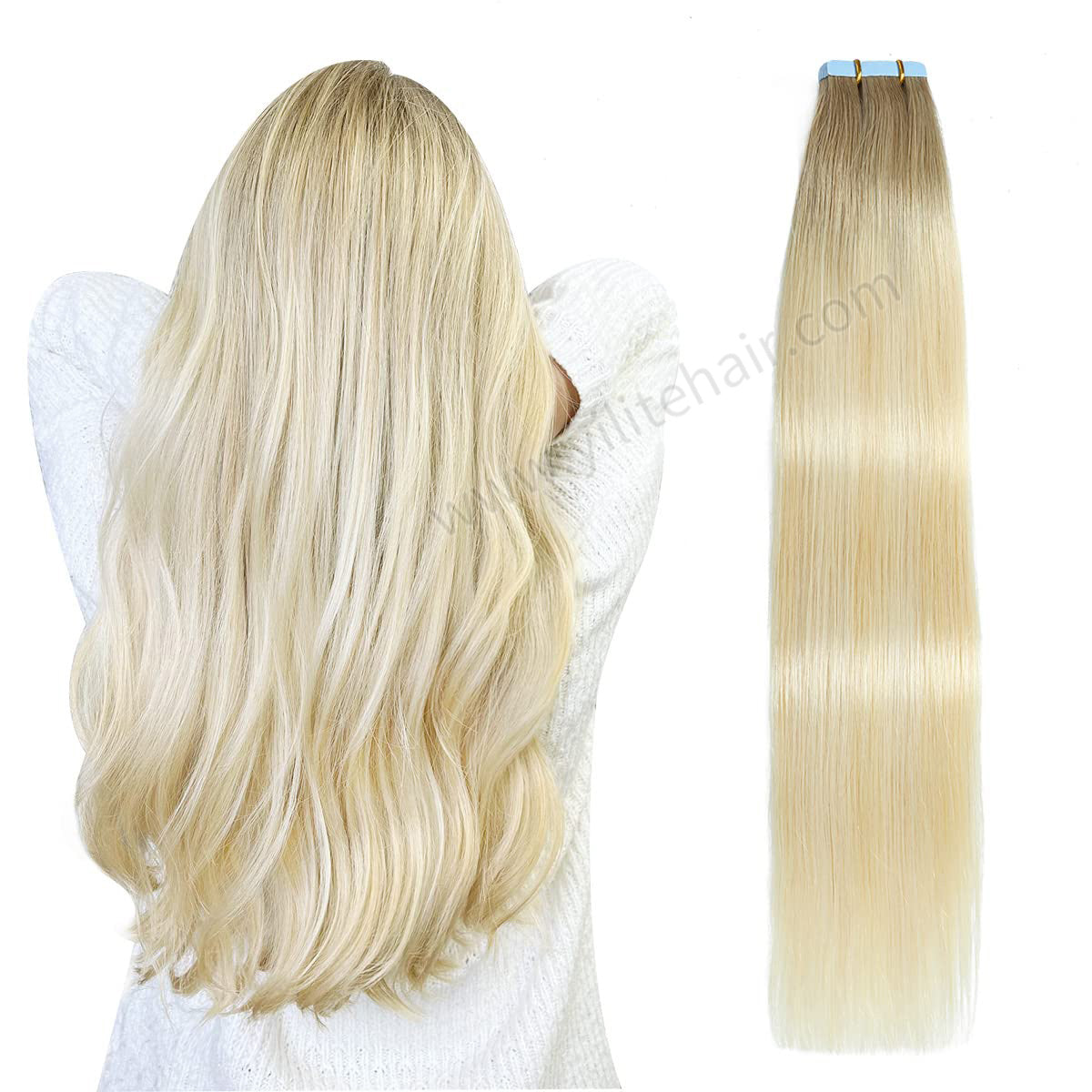 Realmhair Tape In Hair Extensions Tape Ins Invisible Natural Remy Human Hair (#P22/60/T18)-Realmhairhair