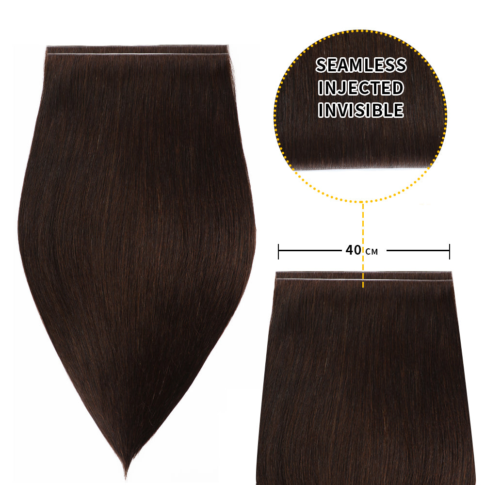 Realmhair 40*0.8cm long invisible tape in hair extensions 2Pcs virgin human hair (#2 Darkest Brown)
