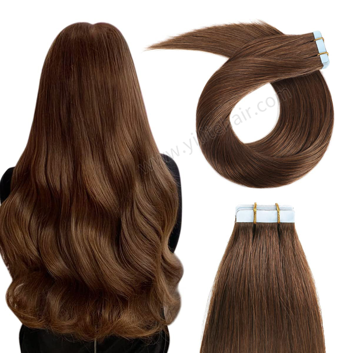 Realmhair Tape In Hair Extensions Tape Ins Invisible Natural Remy Human Hair (#4 Dark Brown)-Realmhairhair