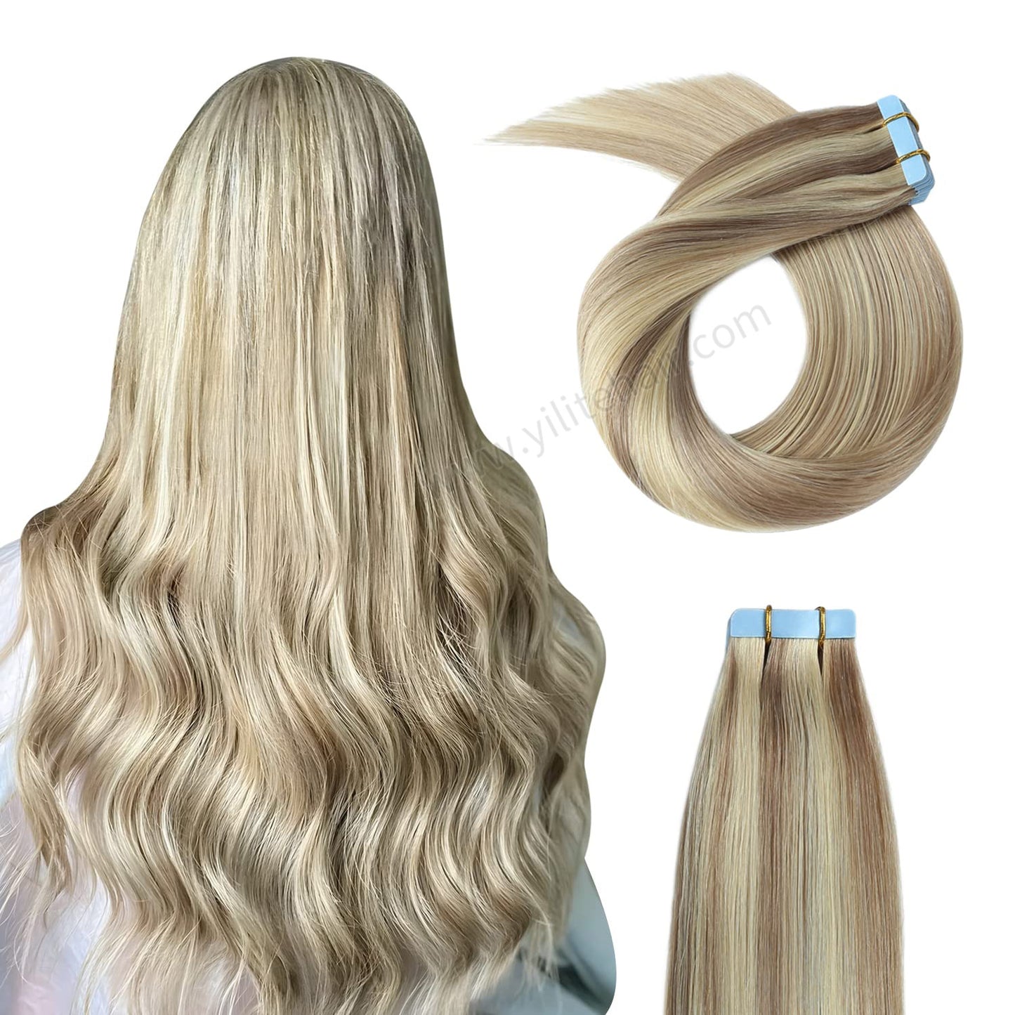 Realmhair Tape In Hair Extensions Tape Ins Invisible Natural Remy Human Hair (#P18/613)-Realmhairhair
