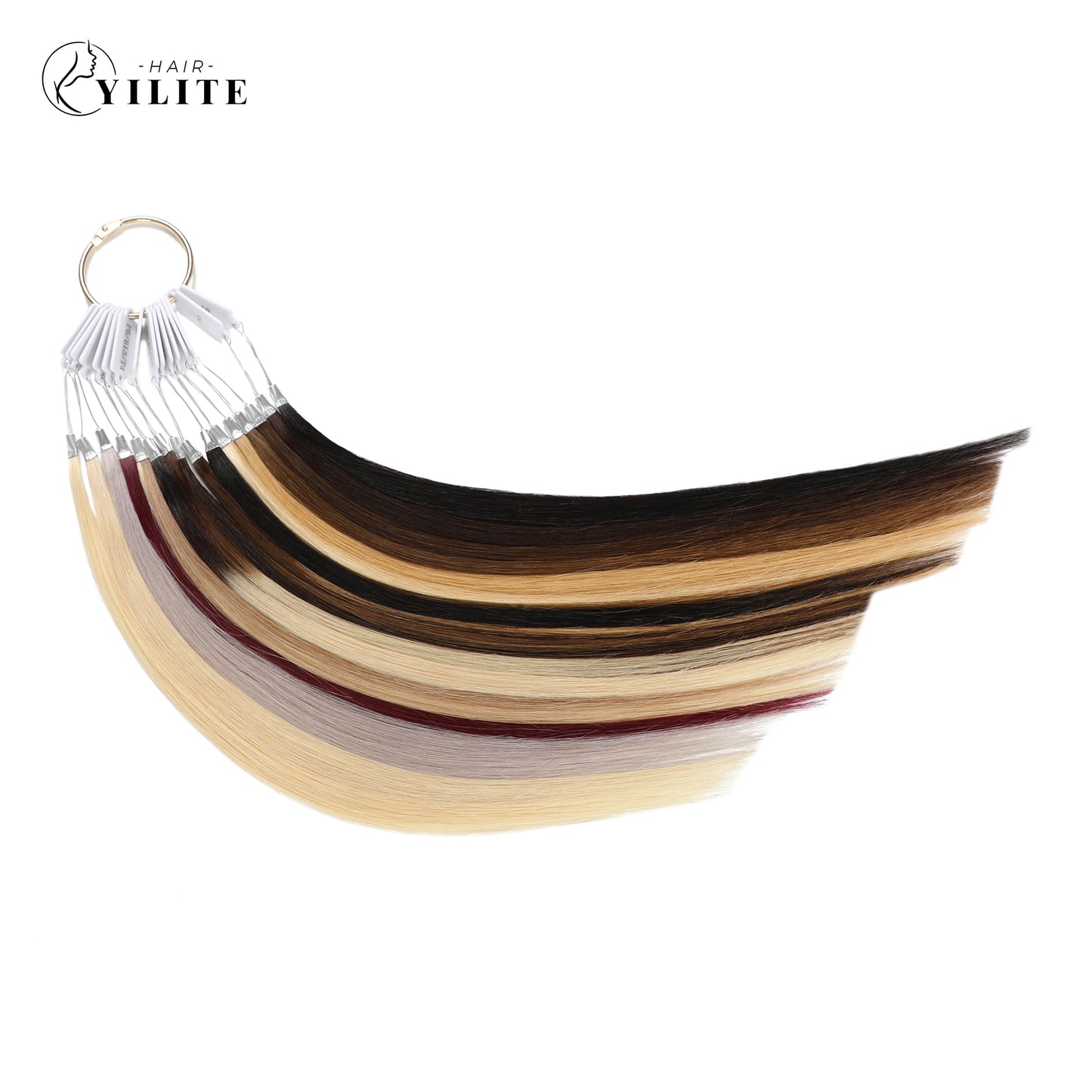 Realmhair Hair Color Ring Virgin Hair For Salon Sample Testing Kit Swatch 14 inches 20 Shades