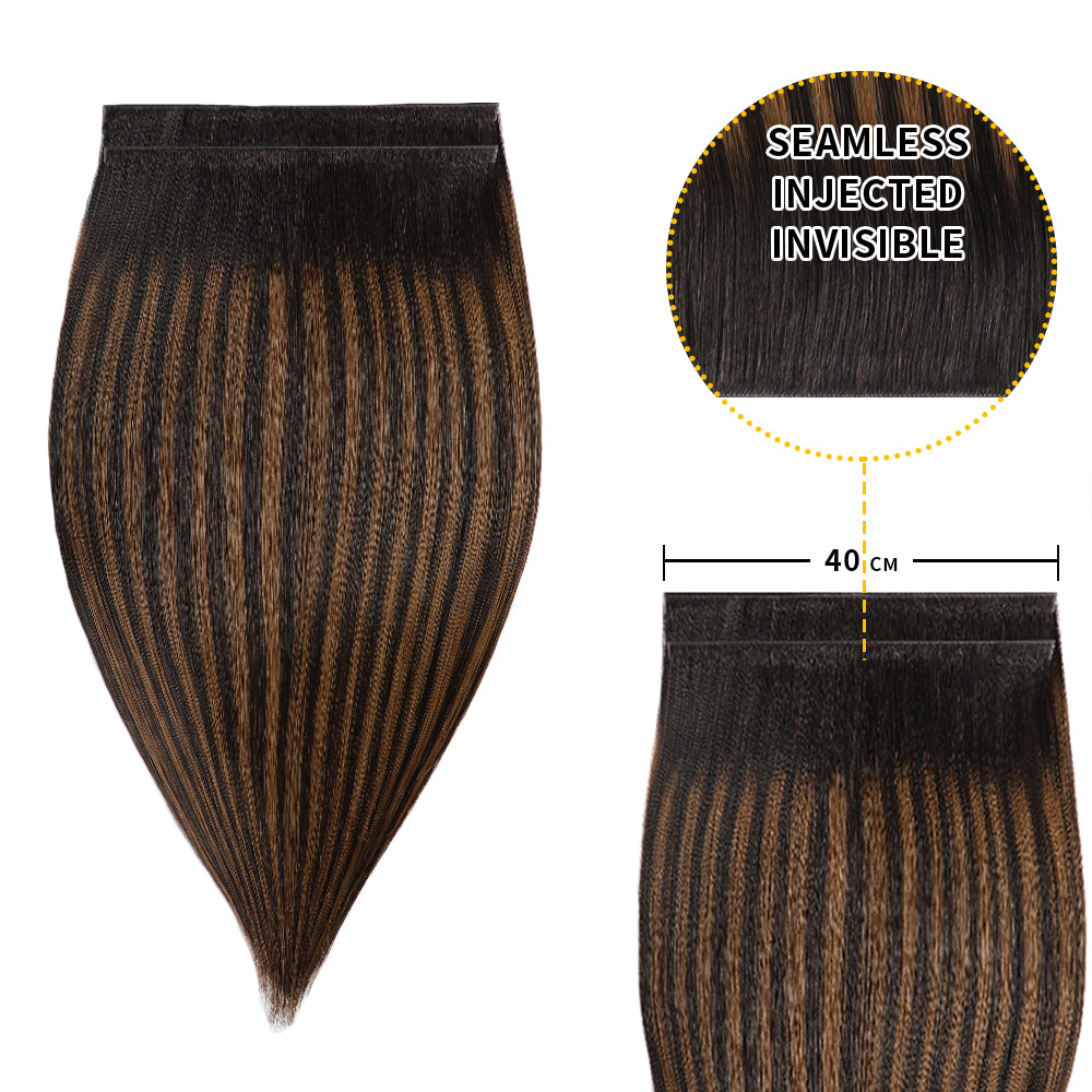 Realmhair 40*0.8cm long invisible tape in hair extensions 2Pcs virgin human hair (#P1B/6/T1B)