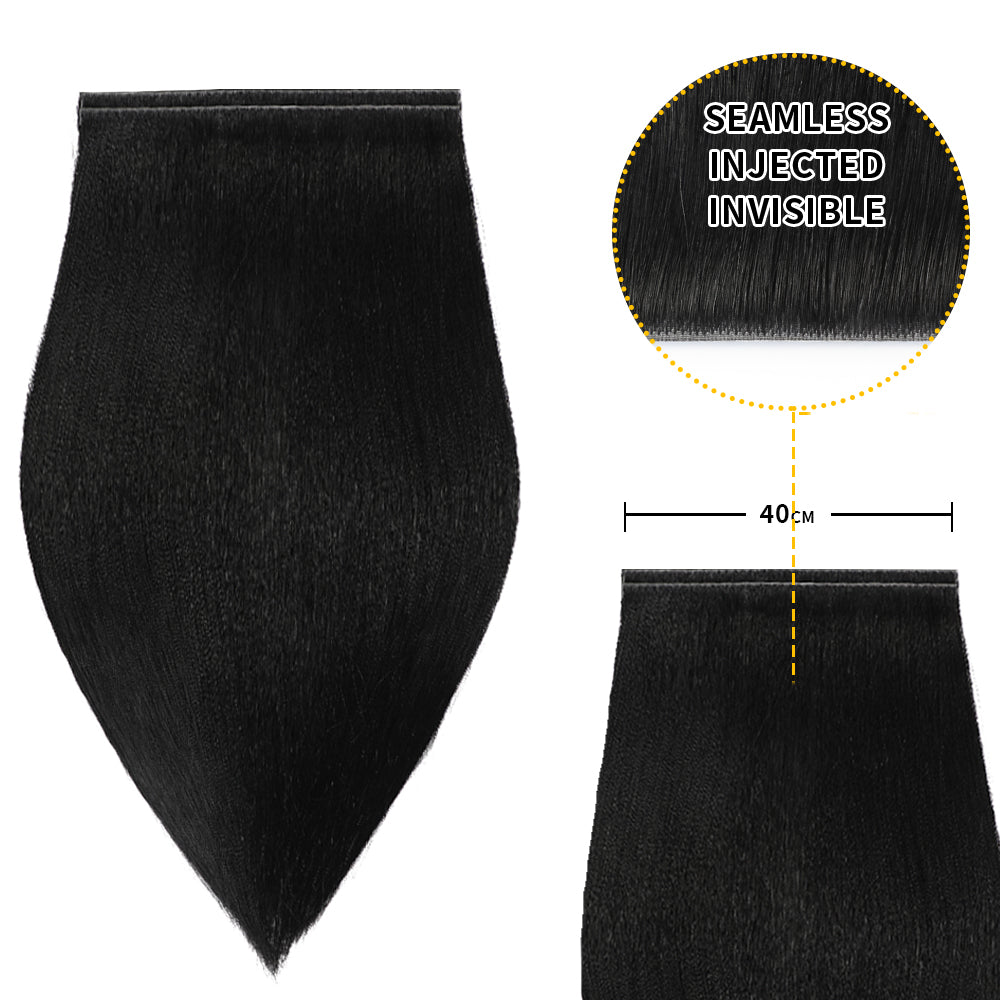 Realmhair 40*0.8cm long invisible tape in hair extensions 2Pcs virgin human hair (#1 Jet Black )