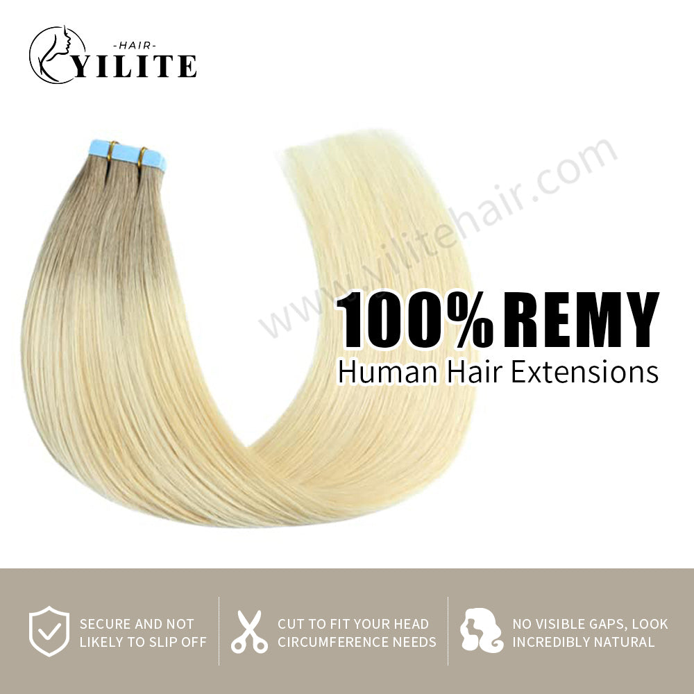 Realmhair Tape In Hair Extensions Tape Ins Invisible Natural Remy Human Hair (#P22/60/T18)-Realmhairhair