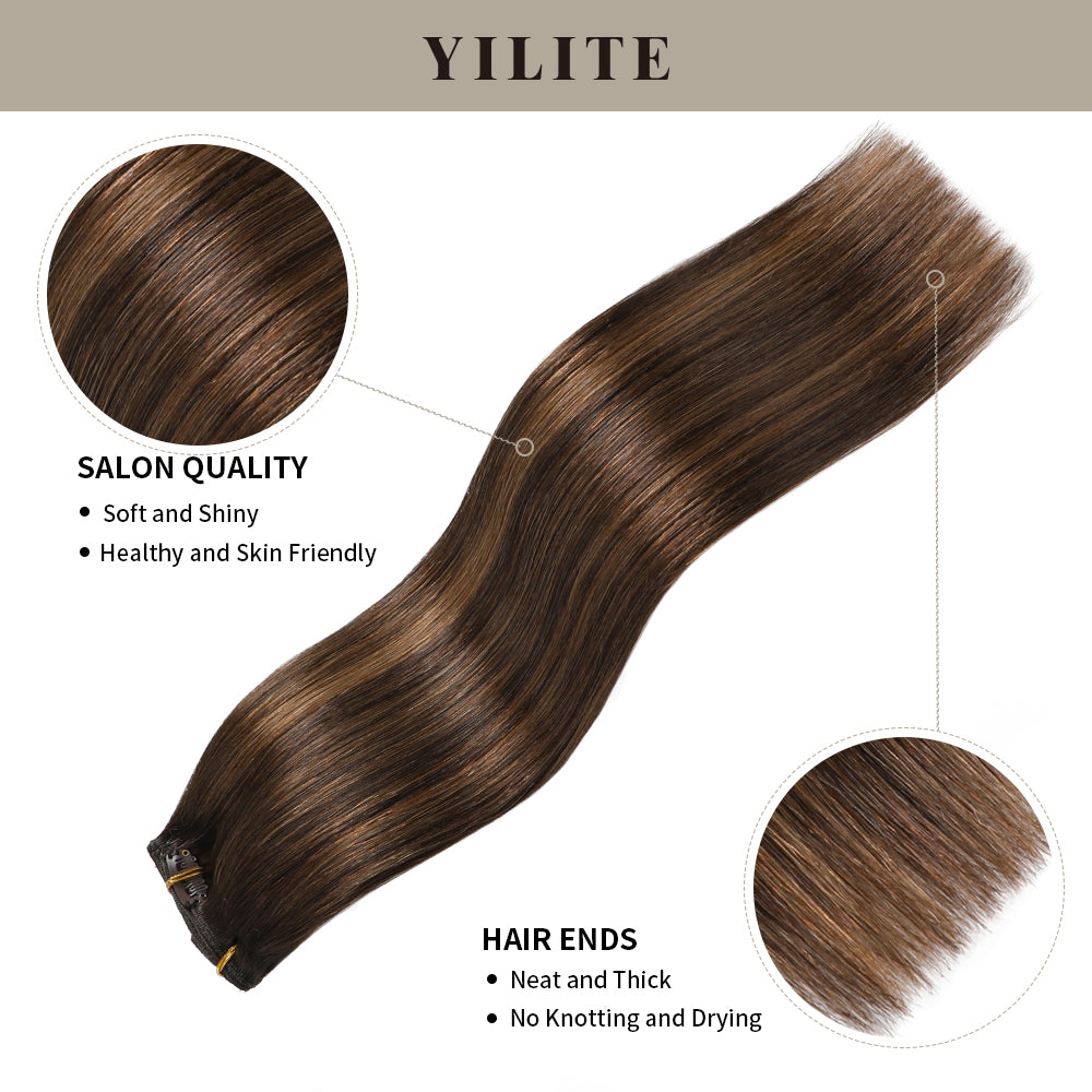 Realmhair clip in hair extensions 7Pcs 16 Clips with salon quality and hair ends (#P2/6/T2)