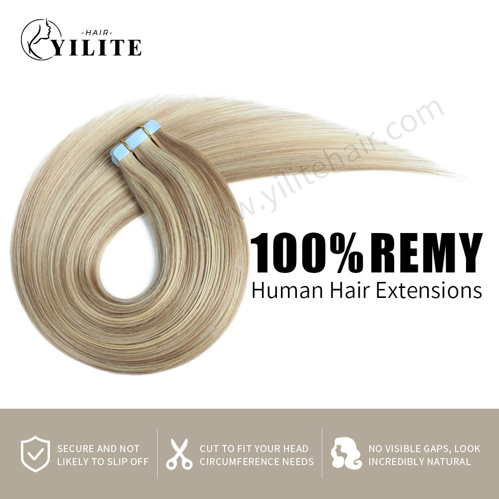 Realmhair Tape In Hair Extensions Tape Ins Invisible Natural Remy Human Hair (#P18/613)-Realmhairhair