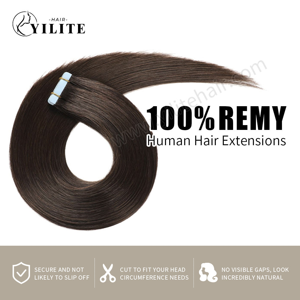 Realmhair Tape In Hair Extensions Tape Ins Invisible Natural Remy Human Hair (#2)-Realmhairhair